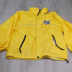 Augusta Sportswear Yellow Windbreaker Rain Jacket Hoodie Size Large PWDCA Y2K - Picture 1 of 11