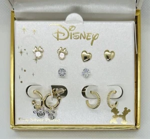 Disney LA Rocks Minnie Mouse Fine Silver Plated Gold Crystal 5 Pair Earring Set - Picture 1 of 4