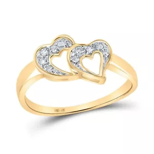 1.00Ct Round Cut Moissanite Double Heart Engagement Ring Solid 10k Yellow Gold - Picture 1 of 4