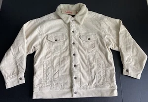 Levi’s Women’s Size Small S Corduroy Trucker Jacket Beige Sherpa Lined NEW - Picture 1 of 11