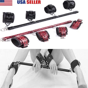 Leg Open Bar Open Leg Croc-printed Handcuffs Ankle Cuffs Bondage Set Sex Toys - Picture 1 of 31