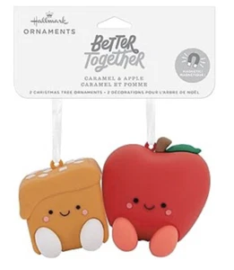Hallmark Better Together Magnetic Ornament SET Apple 🍎 & Caramel NEW - Picture 1 of 2