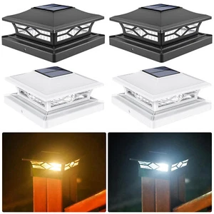 2Pack LED Solar Post Deck Cap Lights Outdoor Dock Fence Lamp / 2 Lighting Colors - Picture 1 of 24