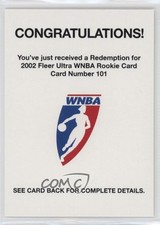 2002 Fleer Ultra WNBA Expired Rookie Redemption Sue Bird #101 Rookie RC