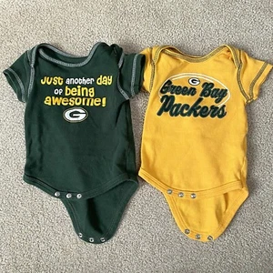 Green Bay Packers Baby Toddler One Piece Body Suit SET OF 2 3/6 Month  - Picture 1 of 6