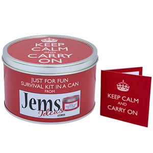 KEEP CALM & CARRY ON Survival Kit In A Can. New Home/House/Flat Moving Gift Card - Picture 1 of 9