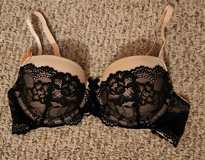 Nuevo con etiquetas Sujetador Gillian & O'malley Beige Negro Encaje Talla 34B Ligeramente Forrado Balconette Foto 1 de 4