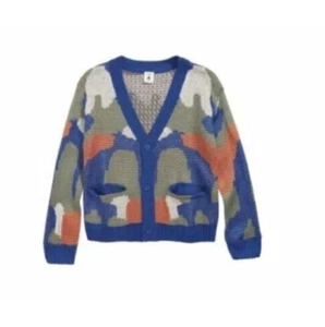 Stem Boys V-Neck Super Soft Camo Abstract Cardigan Size 5 - Picture 1 of 5