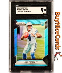 2016 Dak Prescott Panini Prizm Light Blue Prizms Refractor # 231 RC /199 SGC 9 - Picture 1 of 4