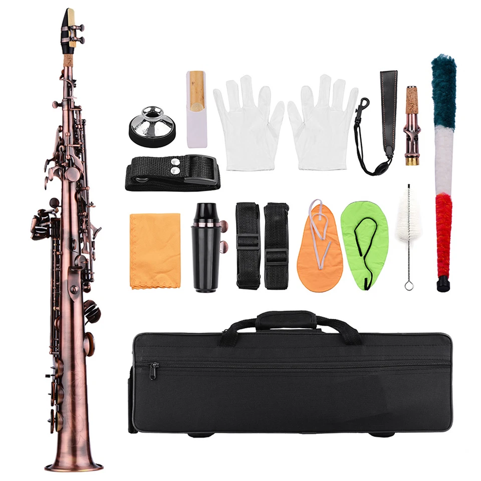 Straight Bb Soprano Saxophone Brass Nickel Plated Sax Woodwind Instrument U2I7 - Image 1 of 4