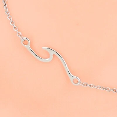 Ocean Wave Bracelet Anklet Adj Cable Chain 8.5" - 11" Silver Beach 1028-45 - Image 1 of 4