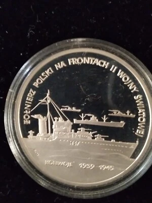Poland 1992 200 000zl Silver 750 PROOF Coin (Konwoje 1939-1945) Low Mint 15 000 - Image 1 of 4