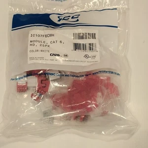 ICC Cat6 RJ45 HD Keystone Jack Module - White - 25 Pack - New Sealed - Afbeelding 1 van 5