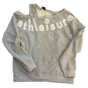 Pinko Gray Cutout Athleisure Off the Shoulder Sweatshirt Embroidered XS ($250) - Picture 1 of 8