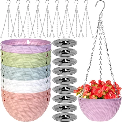 10 Pack Mini Hanging Planters Garden Self-Watering Flower Plant Pot Container Su Foto 1 de 4