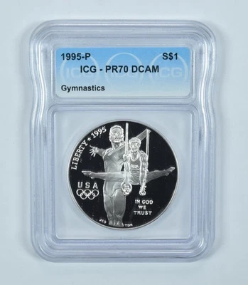 1995-P Olympic Gymnastics Commemorative Silver Dollar PR70 DCAM ICG *1809 - Image 1 of 4