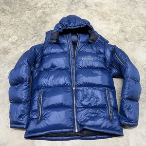 Marmot Men's Large Stockholm Guides 700-Fill Down Hooded Puffer Jacket Blue - Picture 1 of 6