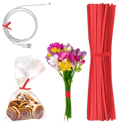 2000 Red Plastic Twist Ties 6" Wire For Cake Pops Gift Candy Sealing Cello Bags - Image 1 of 4