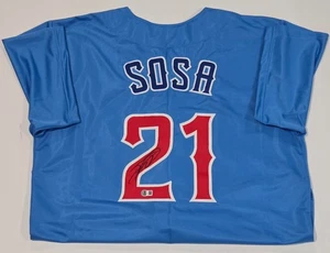 Camiseta de béisbol firmada por Sammy Sosa automática de los Chicago Cubs Beckett MLB - Imagen 1 de 3