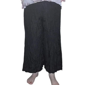 IOS (Travelsmith) Gr. XL Wide Band 100% Seide Wide Leg Crinkle Crop Hose Büro - Bild 1 von 10