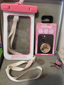 Disney Princess Tiana Phone Grip Stand & Seawag Waterproof Cellphone Case Lot - Picture 1 of 14