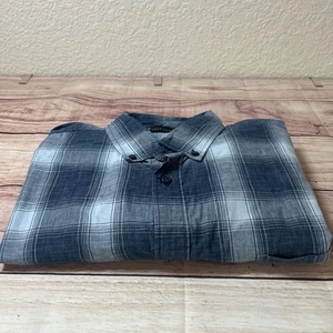 American Tall L/XT Button Up Shirt Mens Blue Plaid Long Sleeve Casual - Picture 1 of 9