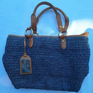 RALPH LAUREN CLARIDGE CLASSIC TOTE BLAU mit LEDERBESATZ Schultertasche Handtasche - Bild 1 von 22