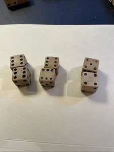 6 Vintage Antique 1800s Bone Bovine Dice 1/2" Nice - Picture 1 of 12