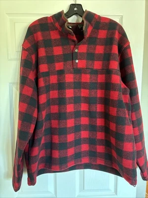 Pullover Orvis rojo y negro a cuadros talla grande a presión peso pesado Foto 1 de 4