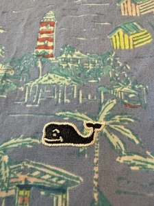VINEYARD VINES Hawaiian Button-Up Shirt Lighthouse Palm Trees Beach Men’s Large - Picture 1 of 11