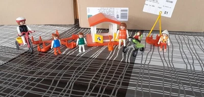 playmobil lot jeux extérieurs en l'état 6 personnages et décor - Photo 1/4
