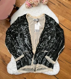 ZARA NEW WOMAN ZW COLLECTION SEQUIN BLAZER GREEN Size M REF: 3736/319 - Picture 1 of 4