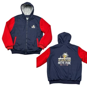 Native Pride Jacket Mens 2XL Navy Red Sherpa Lined Full Zip Graphic Hoodie - Picture 1 of 11