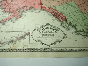 Original Tunison Map Alaska Hand Colored 1888-Reverse Mexico Central America... - Picture 1 of 1