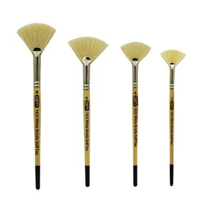 Brush White Hog Bristle Stiff Fan Brush Set Size 2,4,6,8 - Picture 1 of 7