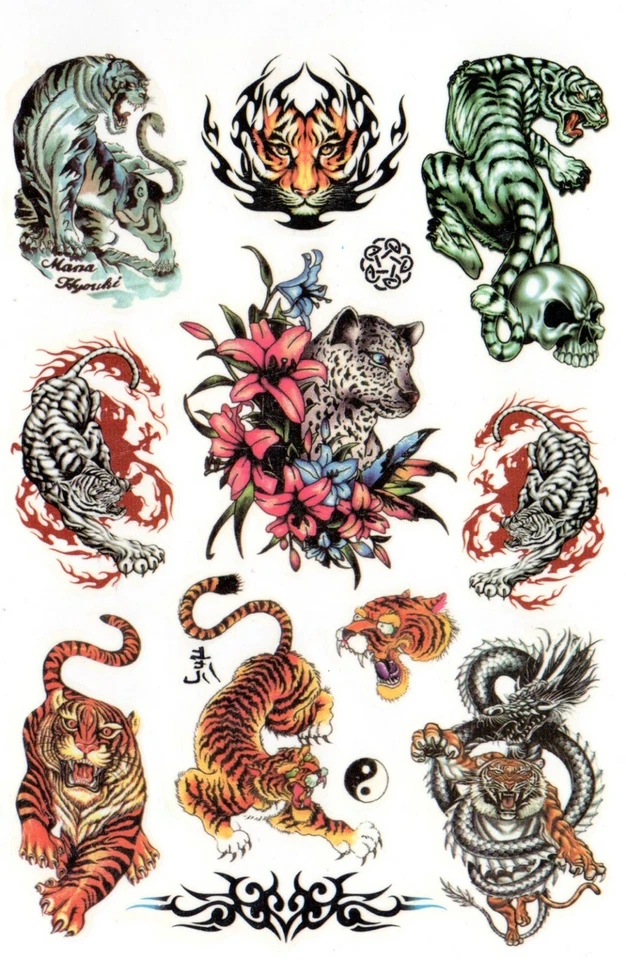 MARKENLOS Temporay Körper Schmuck Tattoo Tatoo Tätowierung Tiger Drache Yin und Yang