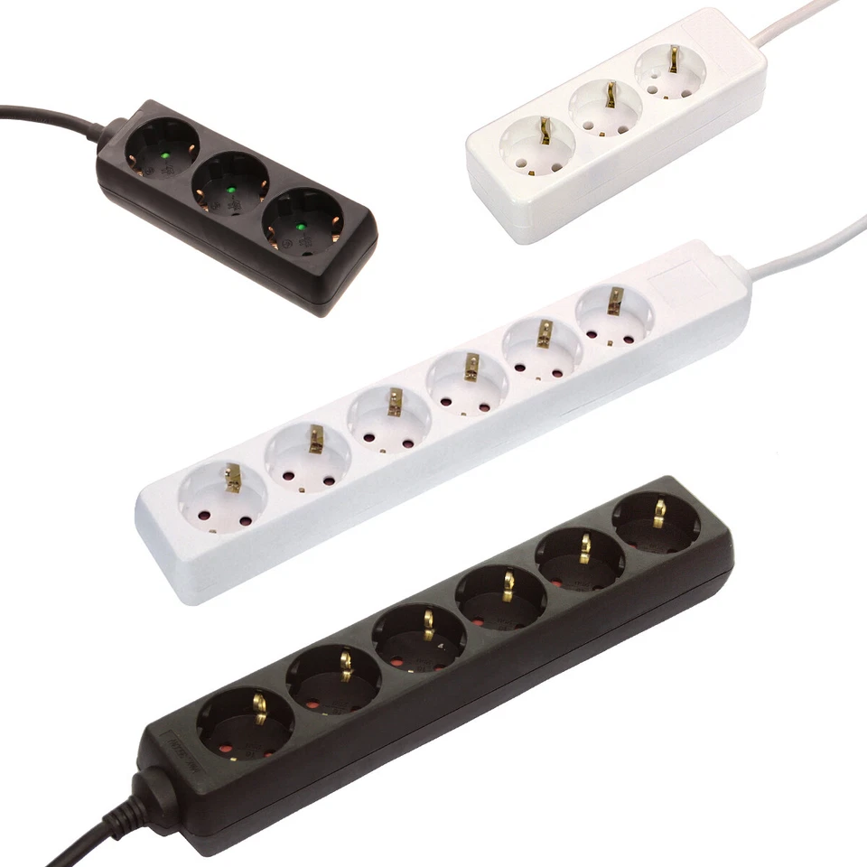 AS - SCHWABE Steckdosenleiste 3fach 6fach Mehrfachsteckdose Schuko Verlängerungskabel 1.4m 3m