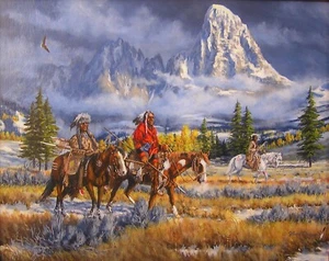 Western Art by Floyd Drown Blackfeet in Pierre's Hole (Idaho) - Picture 1 of 2