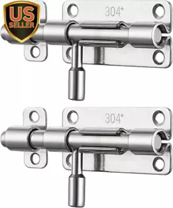 Door Latch Lock Barrel Bolt 4 Inch, 304 Stainless Steel Slide Gate Latches Se... - Picture 1 of 1