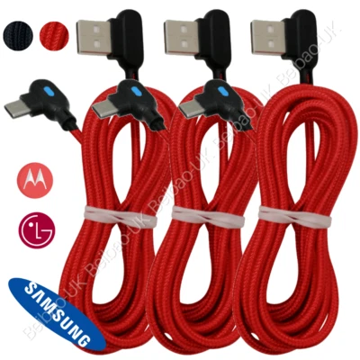 3 Pack 90 Degree Angle USB-C Fast Charger Cable Type-C Data Charging Cord 3/6FT - Image 1 of 4