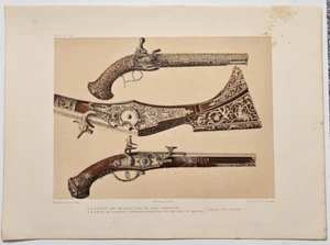 1858 ART TREASURES BOOK Mostra STAMPA CROMATA METALLICA PISTOLE RUOTAOCK - Foto 1 di 5