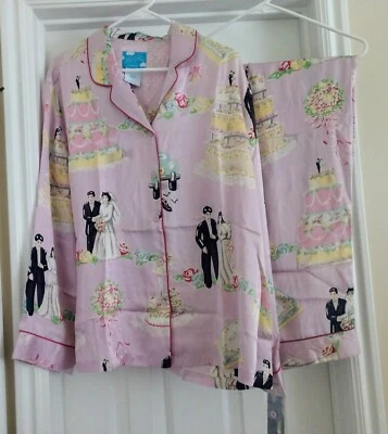 Nick and Nora NUEVO CON ETIQUETAS RARO VINTAGE 100% seda día boda pijama conjunto XL Foto 1 de 4