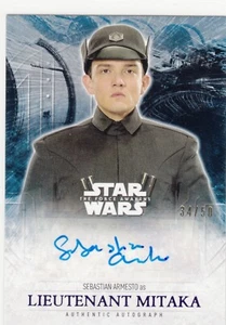 Topps Star Wars Force Awakens Series 2 Auto Sebastian Armesto Lt. Mitaka 34/50 - Picture 1 of 1