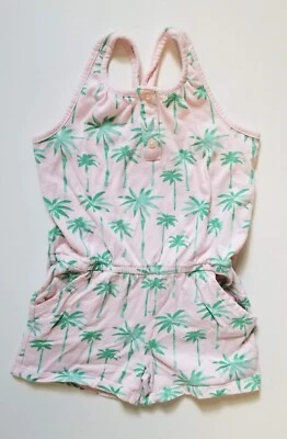 Girl's Gymboree Hop ‘n’ Roll Pink Palm Trees Sleeveless Romper, Size 6 - Image 1 of 4