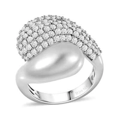 ¡¡HERMOSO!!  Anillo cúpula bypass moissanita blanca enchapado en platino talla 9 1,90 ctw Foto 1 de 4