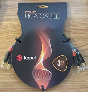 BRAND NEW SEALED Kopul gold 2 RCA Male to 2 RCA Male Stereo Audio Cable (3 ft) - Picture 1 of 3