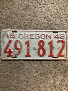 1948 Oregon License Plate - 491 812 - Nice! - Picture 1 of 2