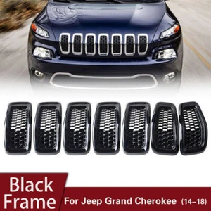 For 2014-18 Jeep Cherokee Black Mesh Honeycomb Gray Ring Front Grille Insert New - Picture 1 of 9