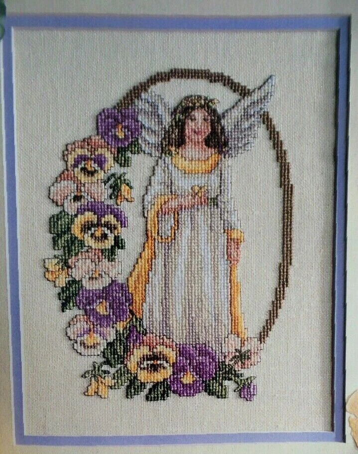 Cross Stitch PATTERN Spring ANGEL Pansy Flower Angel Wing Designer Nancy Dockter - Image 1 of 4