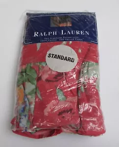 New Ralph Lauren Beach House Fuchsia Red Floral Ruffled 2 Standard Pillowcases - Picture 1 of 20